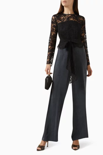 Wide-leg Jumpsuit in Cupra & Lace