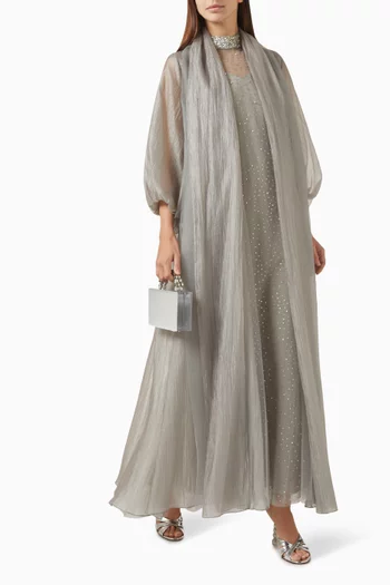 Embellished 3-piece Abaya Set in Organza & Tulle