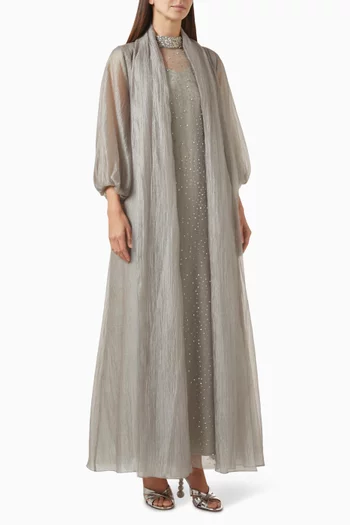 Embellished 3-piece Abaya Set in Organza & Tulle