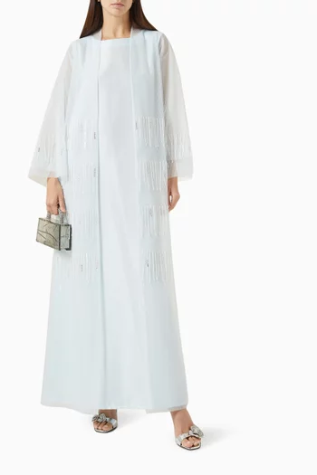 Sequin Embellished 3-piece Abaya Set in Organza & Tulle