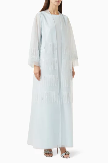 Sequin Embellished 3-piece Abaya Set in Organza & Tulle