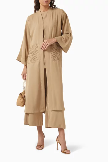 Embroidered 4-piece Abaya Set