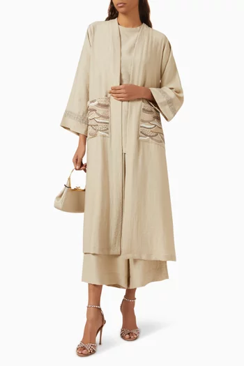 4-piece Embroidered Co-ord Set in Linen