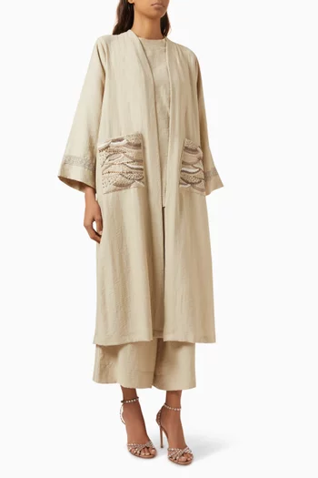 4-piece Embroidered Co-ord Set in Linen