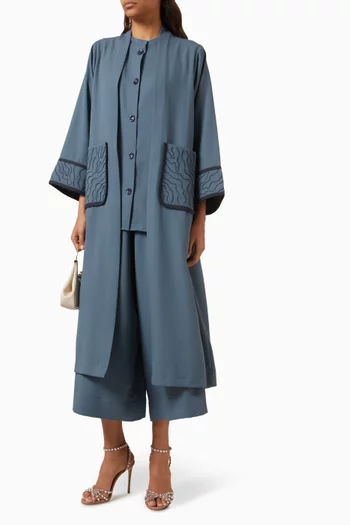 4-piece Embroidered Co-ord Set in Crepe