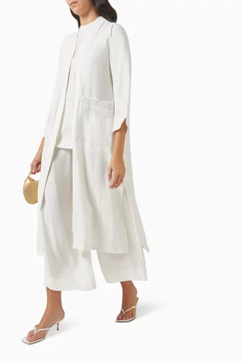 4-piece Embroidered Co-ord Set in Linen