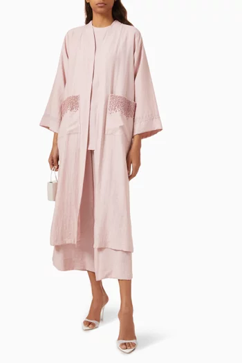 4-piece Embellished Co-ord Set in Linen