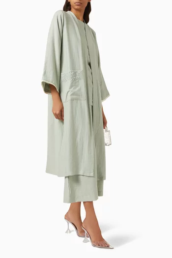 4-piece Embroidered Co-ord Set in Linen