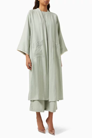 4-piece Embroidered Co-ord Set in Linen