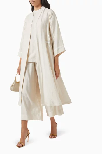 4-piece Embroidered Co-ord Set in Linen