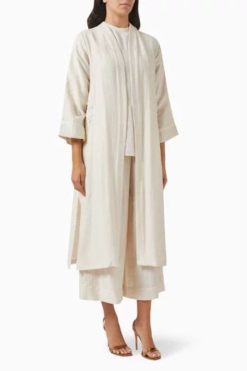4-piece Embroidered Co-ord Set in Linen