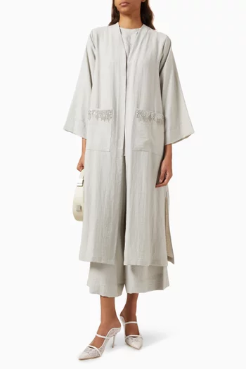 4-piece Embroidered Co-ord Set in Linen