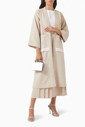 4-piece Embroidered Co-ord Set in Linen & Crepe