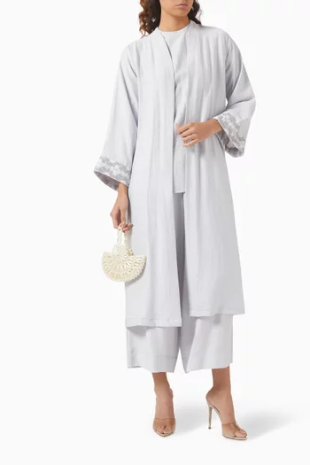 Floral-embroidered 4-piece Abaya Set