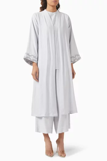 Floral-embroidered 4-piece Abaya Set