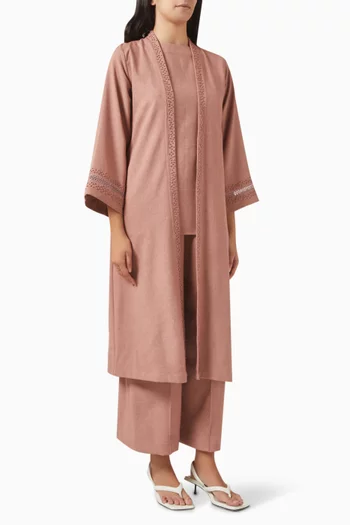 4-piece Embroidered Co-ord Set in Crepe