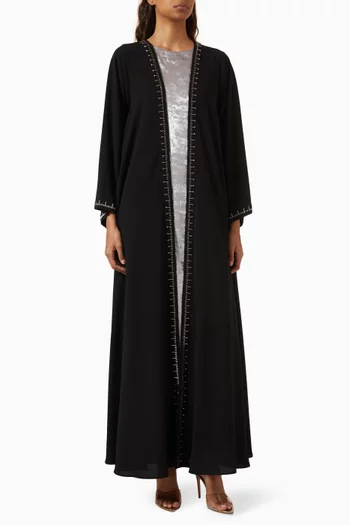 Embellished Trim 3-piece Abaya Set in Crepe