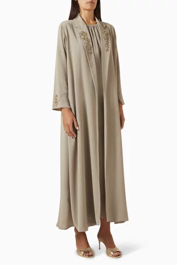 Embellished 3-piece Abaya Set in Zoom Crepe