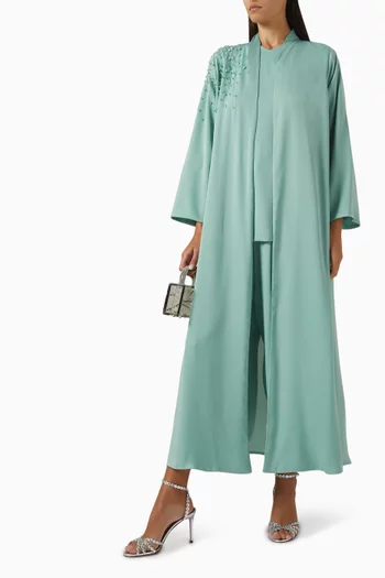 طقم عباية مطرز بالخرز، 4 قطع