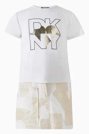 Logo-print Mini Skirt in Cotton-linen Blend