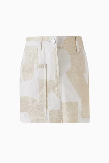 Logo-print Mini Skirt in Cotton-linen Blend