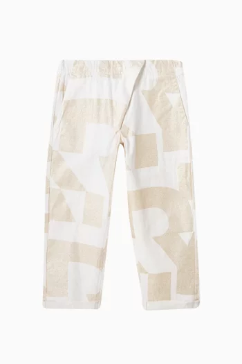 Logo Print Pants in Cotton & Linen