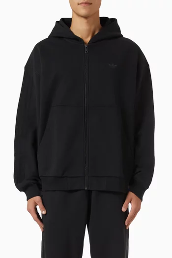 كنزة بغطاء رأس بريميوم إسنشالز وسحّاب كامل قطن