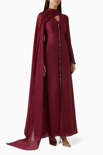 Cape Embellished Maxi Dress