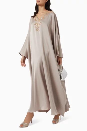 Abstract Floral Embellished Kaftan