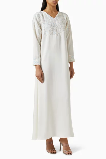 Abstract Floral-embellished Maxi Dress
