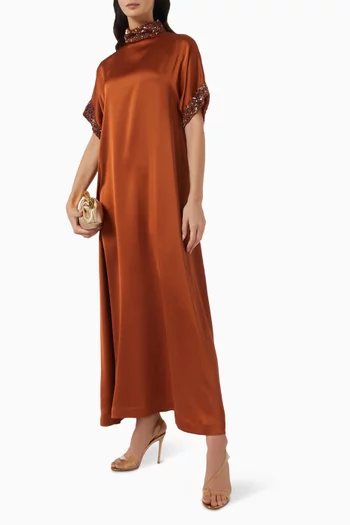 Embellished High-neck Maxi Dress