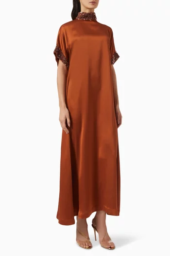 Embellished High-neck Maxi Dress