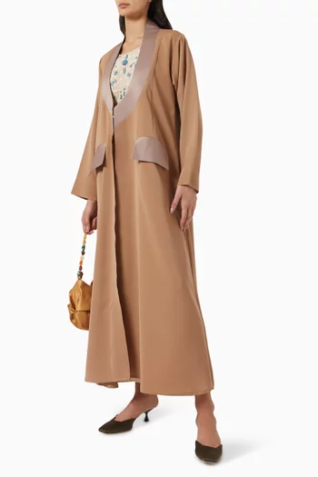 Panel-cut Embroidered Abaya Set in Crepe