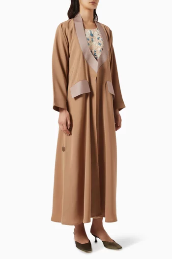 Panel-cut Embroidered Abaya Set in Crepe