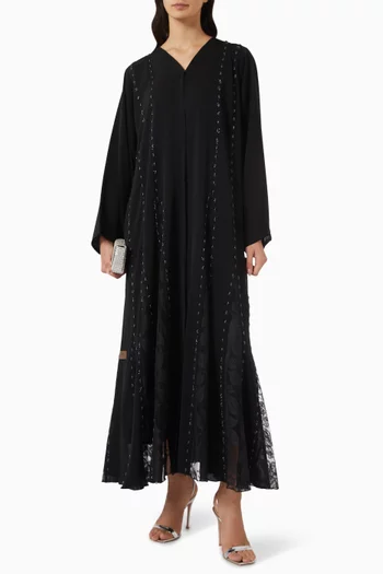 Stone embroidered Abaya in Tulle