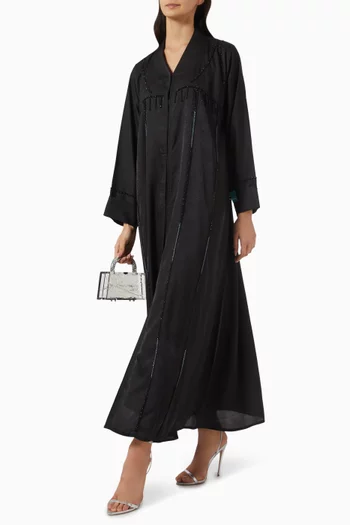 Bead Embroidered Abaya in Organza