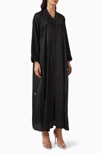 Bead Embroidered Abaya in Organza