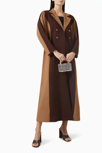 Double-breasted Two-tone Coat Abaya in Crepe