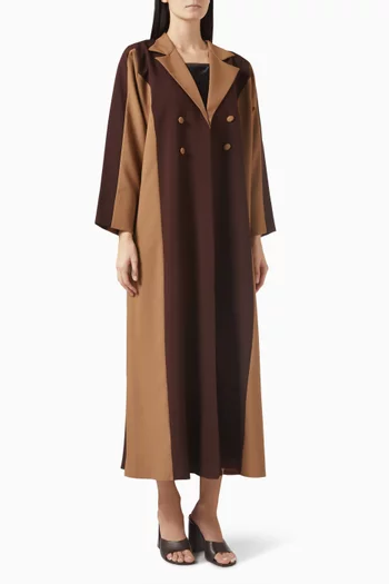 Double-breasted Two-tone Coat Abaya in Crepe