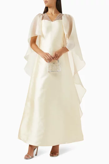Sparkle Tulle A-line Maxi Dress in Satin
