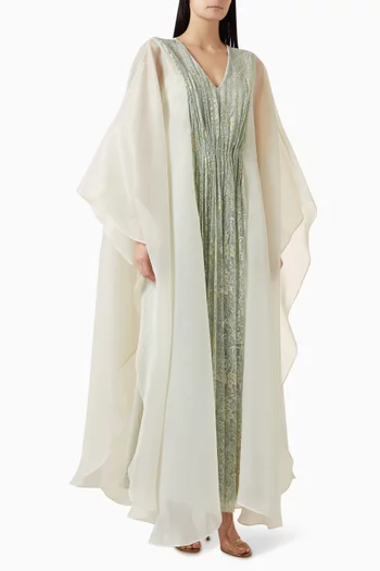 Pleated Maxi Dress in Lace & Organza