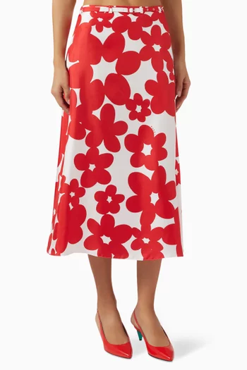 Dillies-print Midi Skirt in Silk