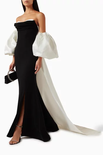 Puffed Train-sleeves Gown