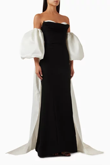 Puffed Train-sleeves Gown