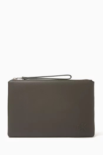 Sculpted Impression Pouch in Faux Leather