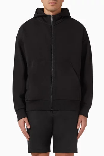 Logo-embroidered Zip Hoodie in Cotton