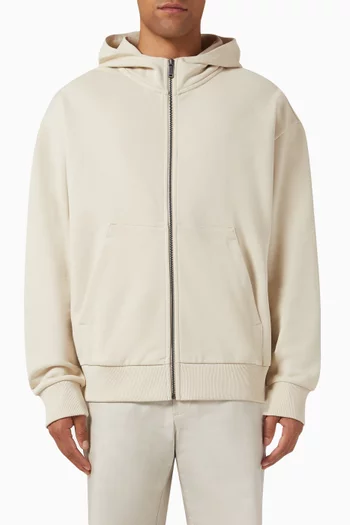Logo-embroidered Zip Hoodie in Cotton