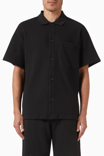 قميص بنمط جاكيت نسيج متشابك سميك قطن