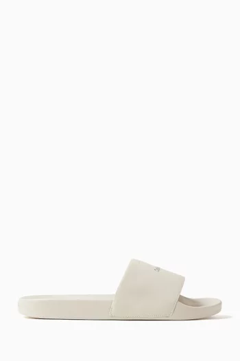 Logo Pool Slides in Faux Leather