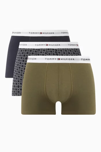 Printed Boxer Briefs in Cotton, Set of 3